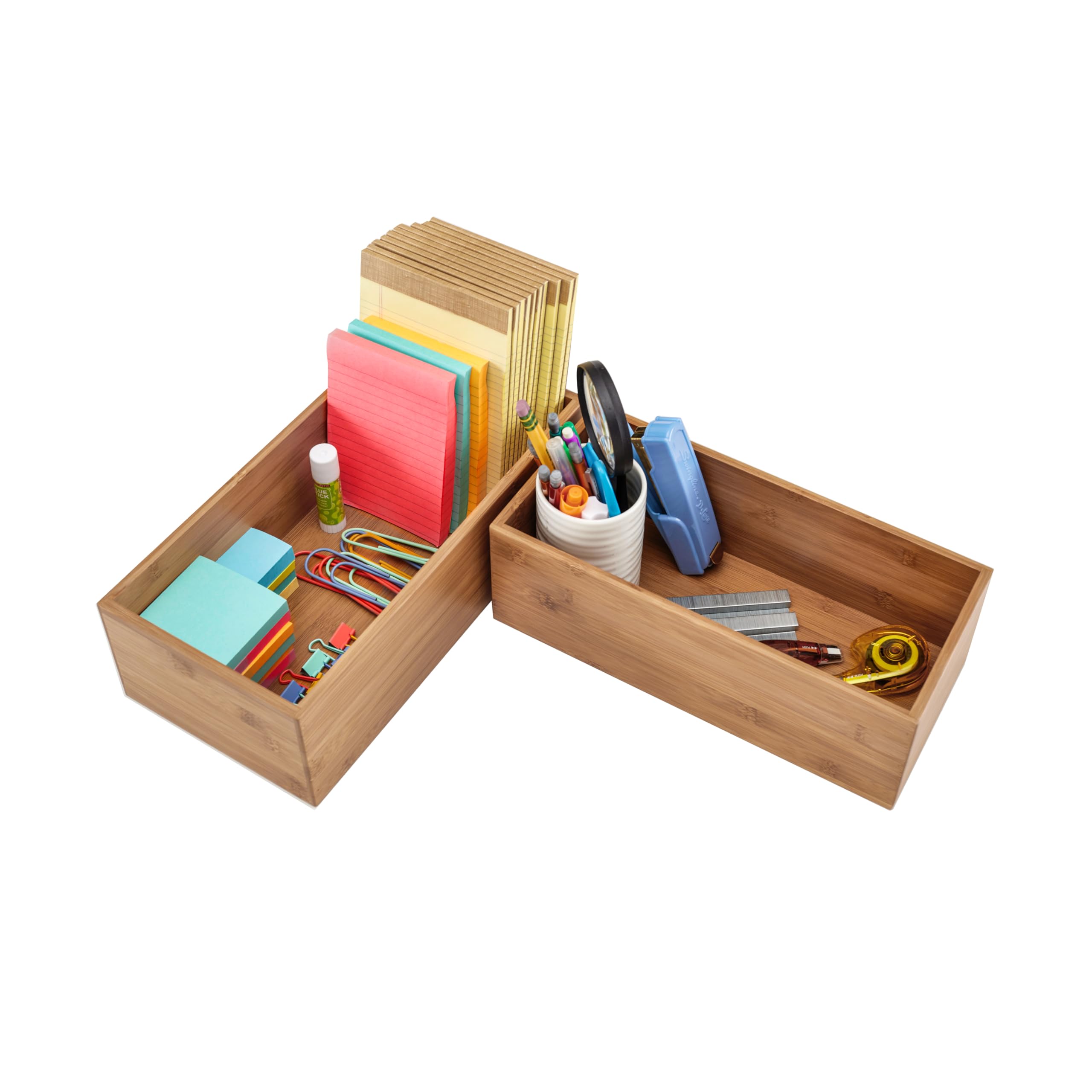 Seville Classics Bamboo Wood Storage Bins Organizer Boxes for Kitchen Counter, Pantry, Closet, Office Bedroom, Makeup, Bathroom, Nursery, K Cup, 5 Piece 3-Size (1 XL, 2L, 2M) Shelf Bin Set, Bamboo - Image 9