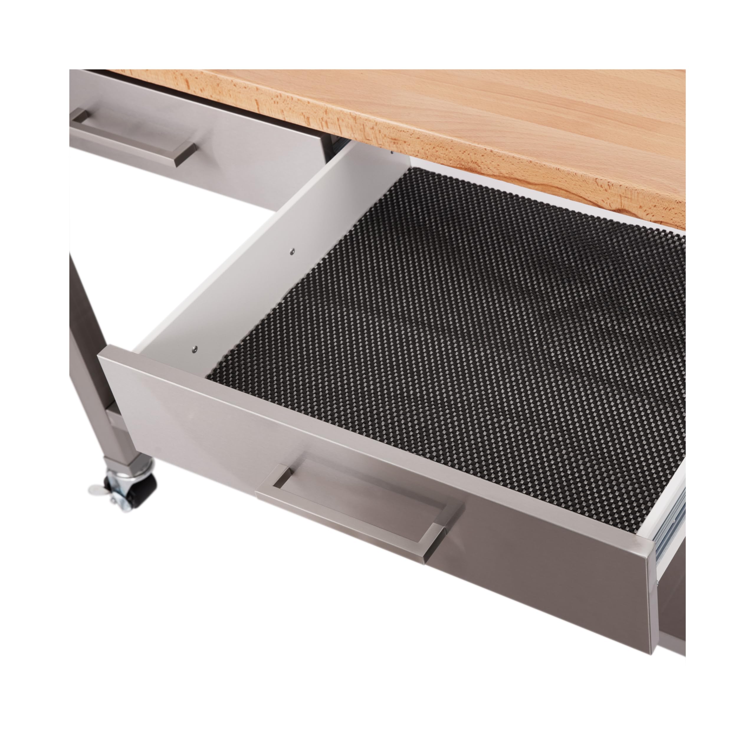 Seville Classics Commercial Work Table Island Utility Cart Prep Station, for Restaurant, Kitchen, Warehouse, Garage, Hotel, Home, Stainless-Steel, Solid Wood Top, 48" W x 24" D - Image 7