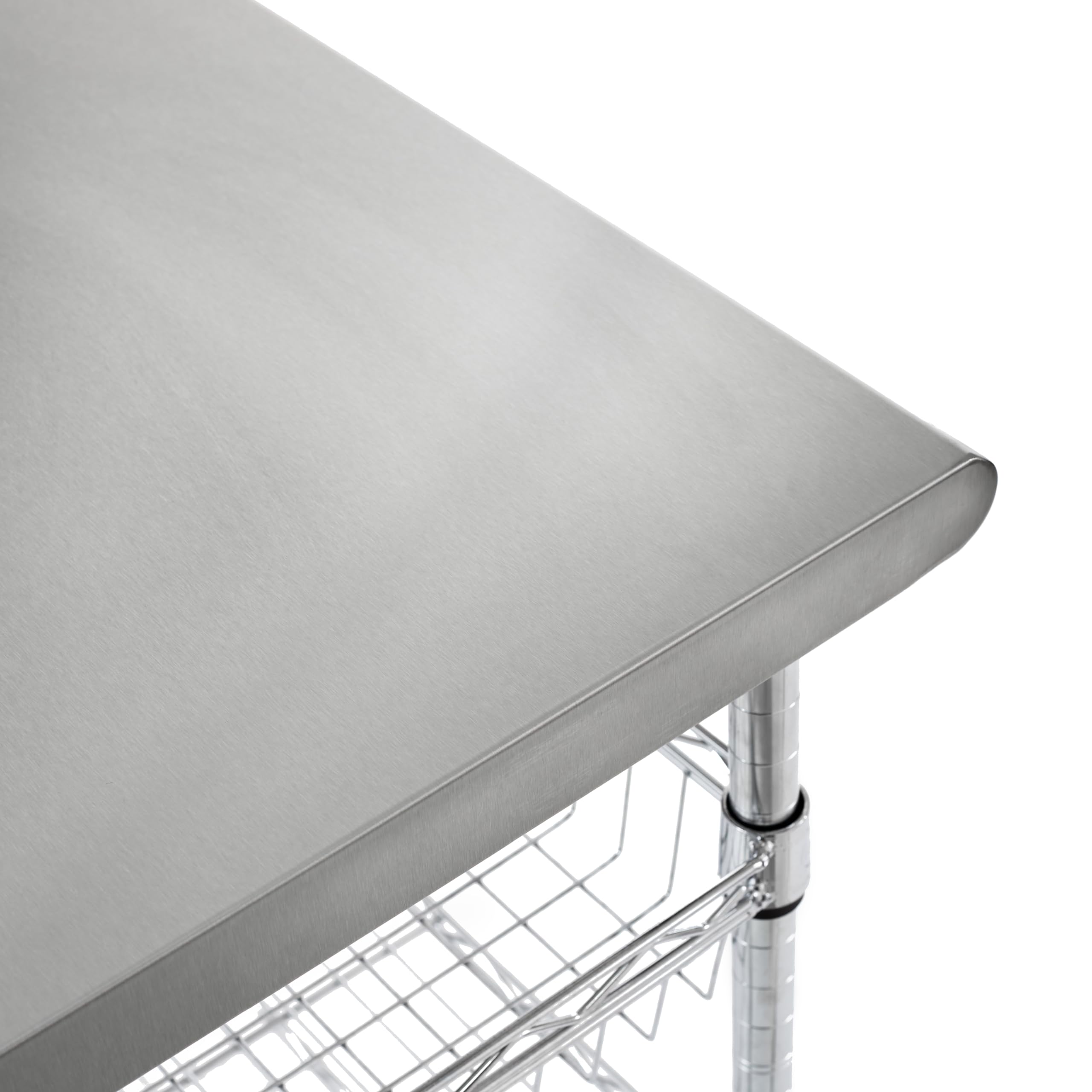 Seville Classics Commercial Work Table Island Utility Cart Prep Station, for Restaurant, Kitchen, Warehouse, Garage, Hotel, Home, Stainless-Steel Top NSF , 30" W x 20" D - Image 9