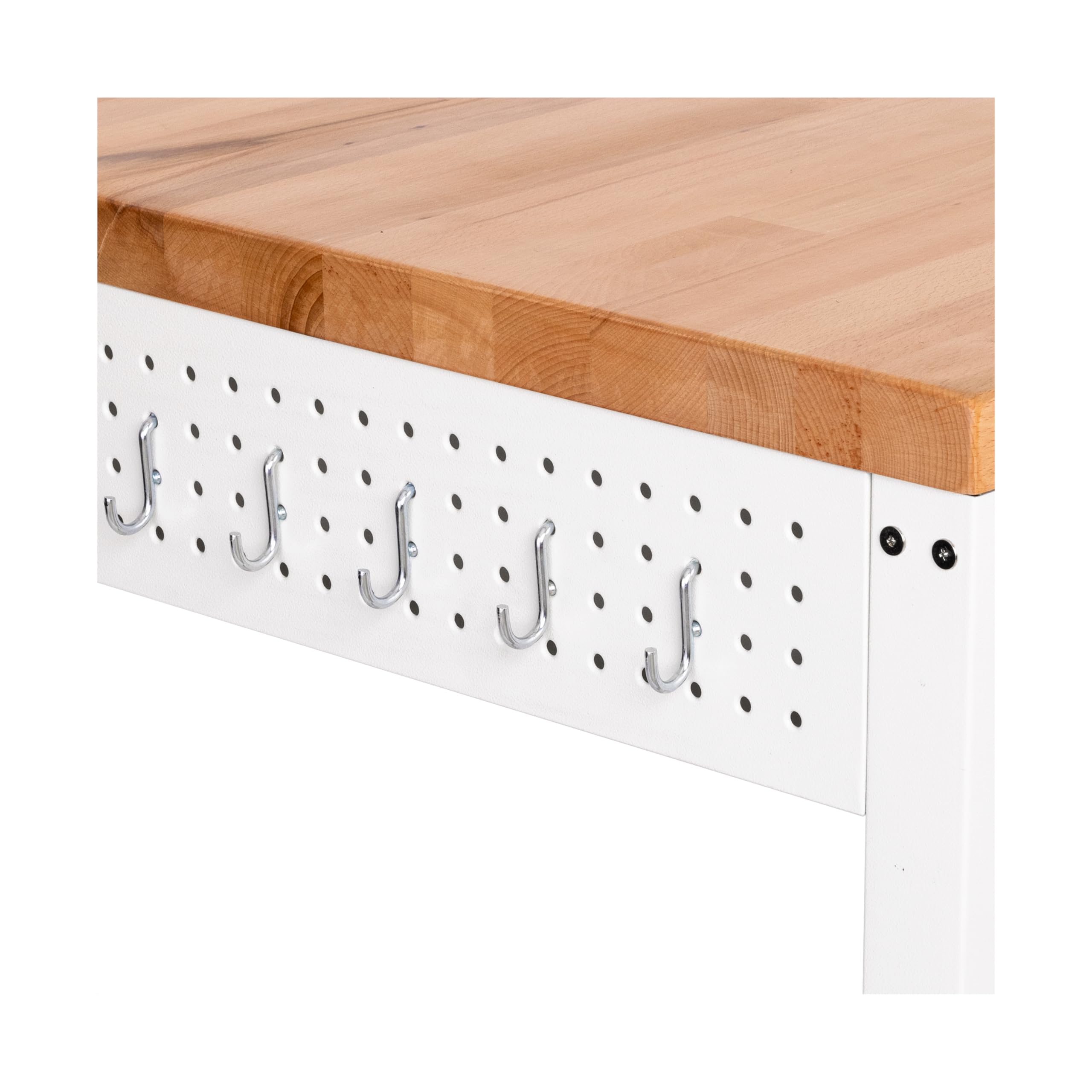 Seville Classics Commercial Work Table Island Utility Cart Prep Station, for Restaurant, Kitchen, Warehouse, Garage, Hotel, Home, White w/ Solid Wood Top, 48" W x 24" D - Image 5