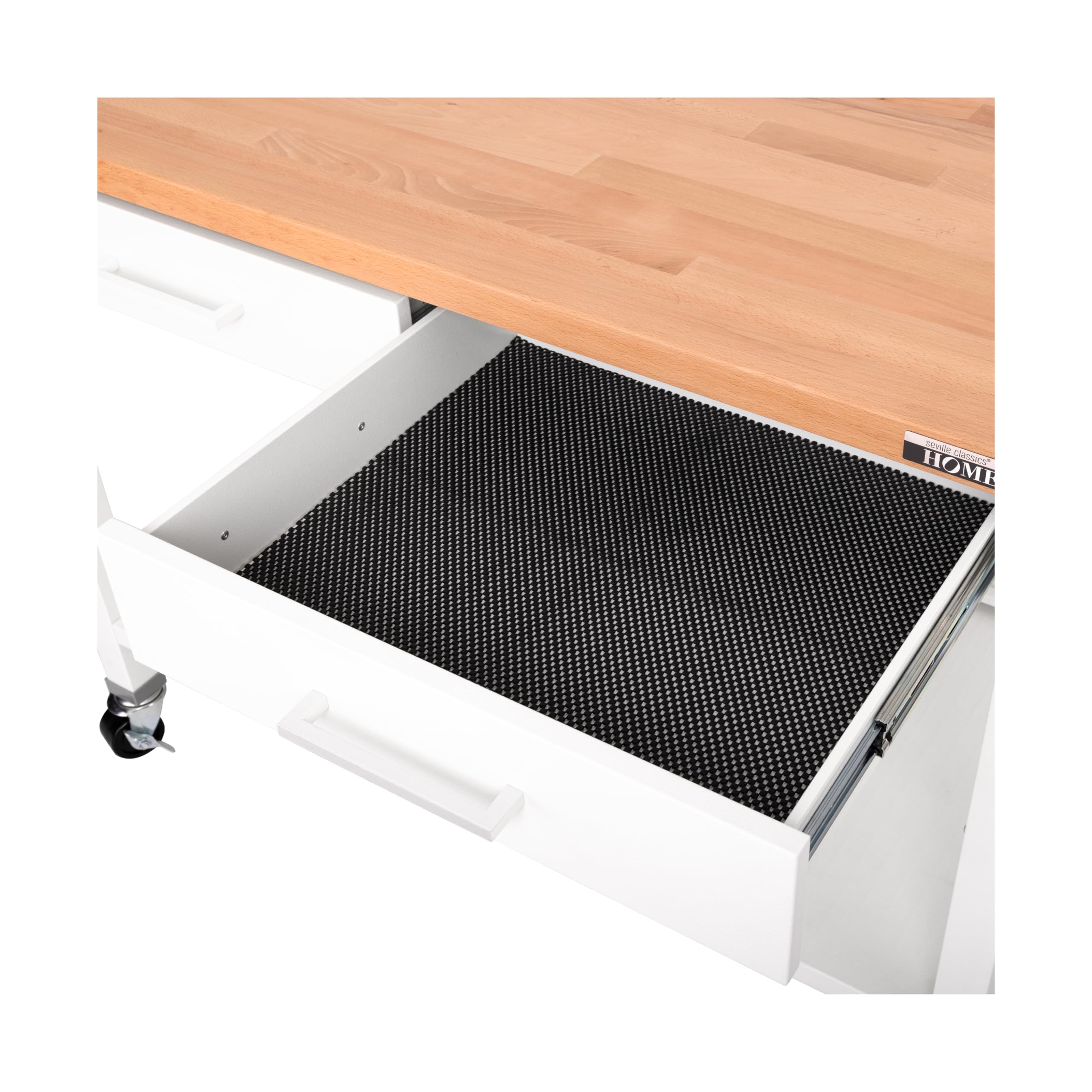 Seville Classics Commercial Work Table Island Utility Cart Prep Station, for Restaurant, Kitchen, Warehouse, Garage, Hotel, Home, White w/ Solid Wood Top, 48" W x 24" D - Image 7