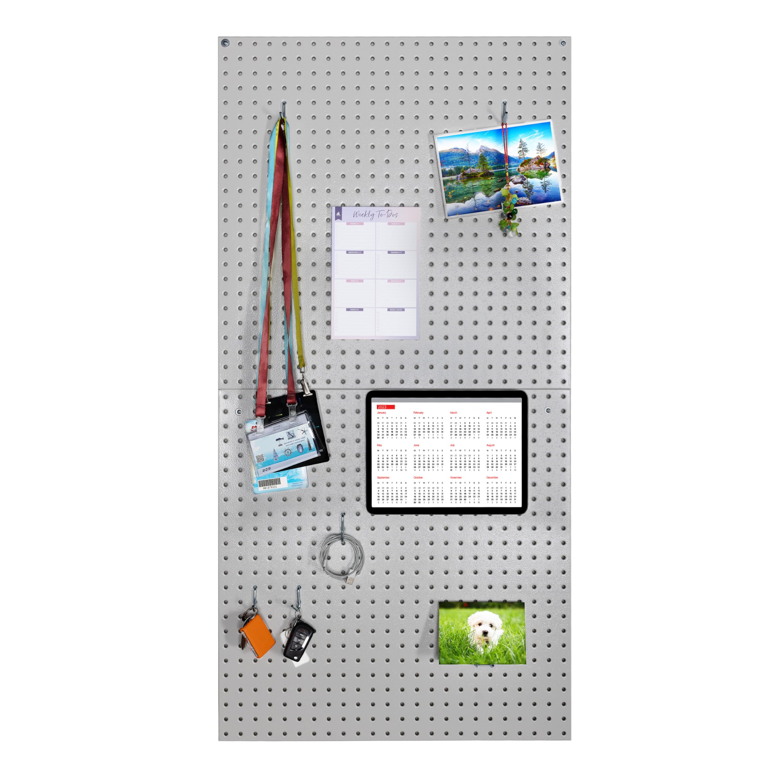 Seville Classics UltraHD® 2-Piece Pegboard Set w/ 23 Piece Hook Assortment, 24" W x 24" D, Granite - Image 4