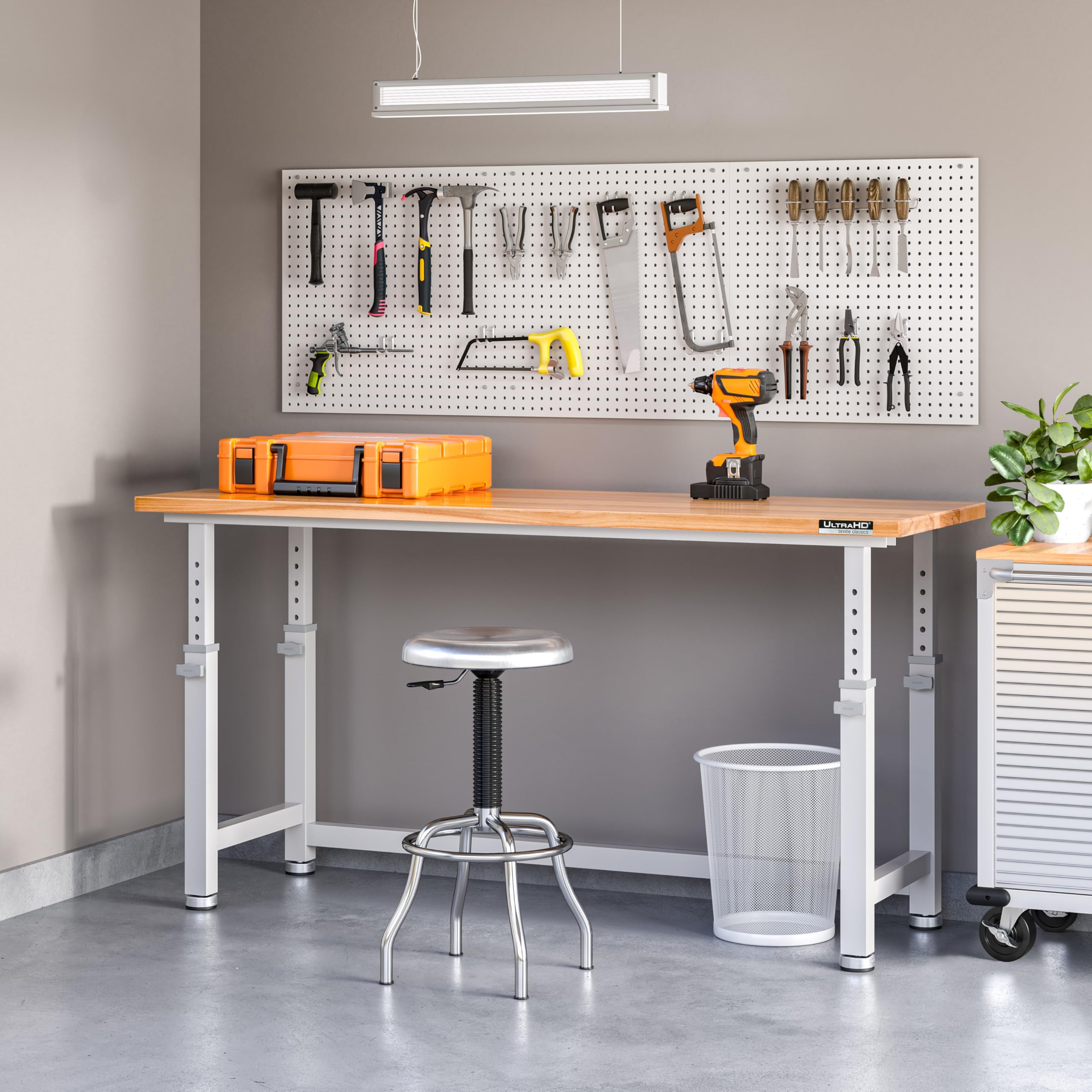 Seville Classics UltraHD Heavy Duty Workbench Table w/Solid Wood Top, 1000 lbs. Weight Capacity Workstation for Garage, Warehouse, Workshop, Granite, 72" W x 25" D x 28.5" to 42" H Desktop - Image 4
